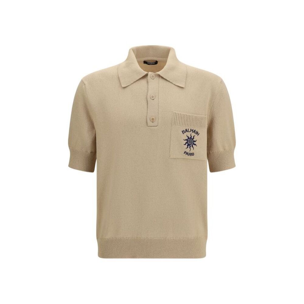 Balmain Beige Cotton Polo Men's Shirt